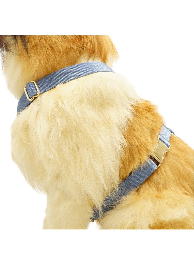 حزام نايلون للكلاب بدون شد مع مشابك معدنية ذهبية، سهل المشي والتدريب (أزرق هوائي، متوسط) - Image 4