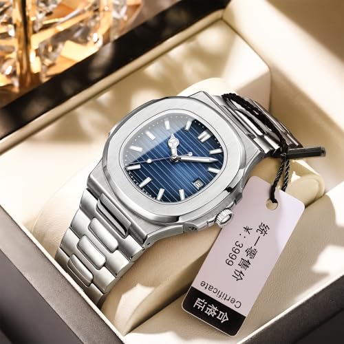 BESTKANG Men Quartz Movement Watch，Waterproof Luminous Men's Watch, Stainless Steel Strap Business Watches (Blue) - Image 2