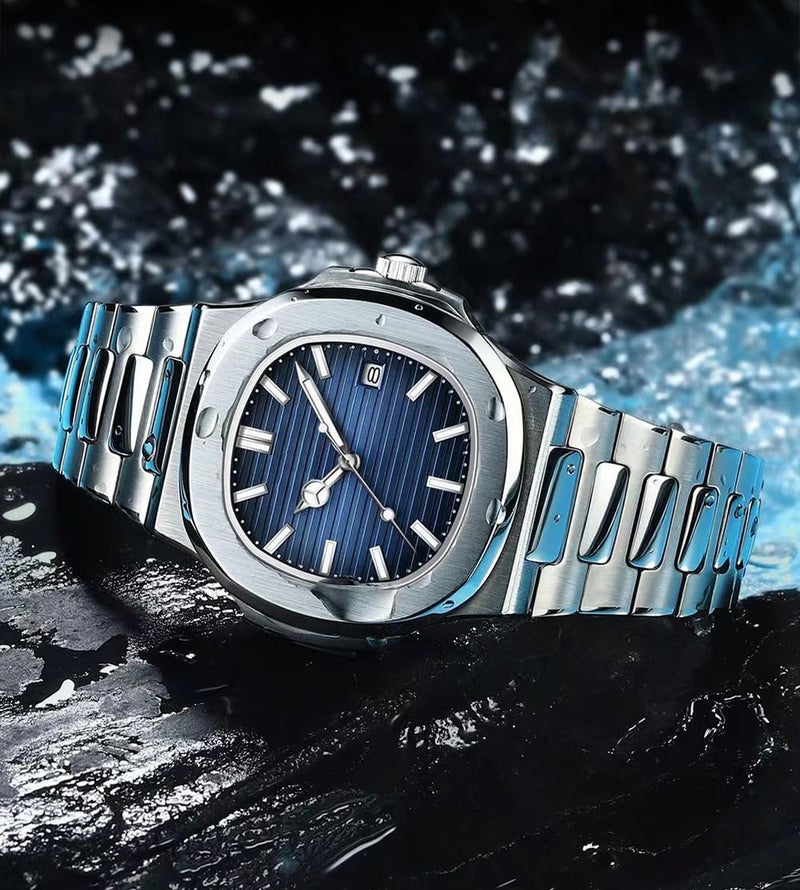 BESTKANG Men Quartz Movement Watch，Waterproof Luminous Men's Watch, Stainless Steel Strap Business Watches (Blue) - Image 5