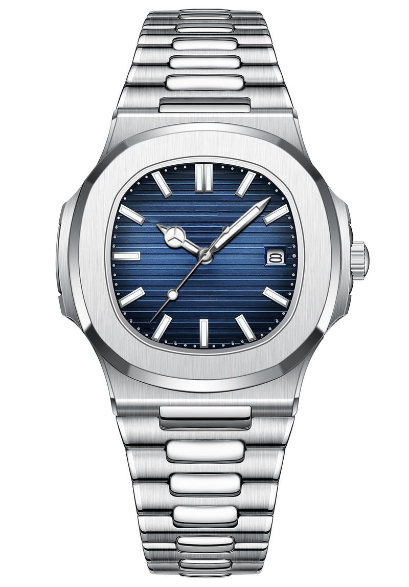 BESTKANG Men Quartz Movement Watch，Waterproof Luminous Men's Watch, Stainless Steel Strap Business Watches (Blue) - Image 1