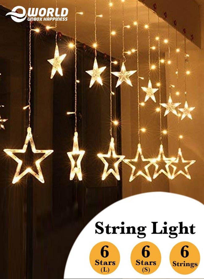 إي وورلد أضواء سلسلة LED بـ 8 أوضاع إضاءة لتزيين عيد ورمضان، بطول 2.5 متر، أضواء ليلية إسلامية بتصميم 12 نجمة، تعمل عبر USB والبطاريات، مقاومة للماء وآمنة للاستخدام الداخلي والخارجي - Image 1