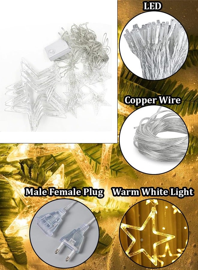 إي وورلد أضواء سلسلة LED بـ 8 أوضاع إضاءة لتزيين عيد ورمضان، بطول 2.5 متر، أضواء ليلية إسلامية بتصميم 12 نجمة، تعمل عبر USB والبطاريات، مقاومة للماء وآمنة للاستخدام الداخلي والخارجي - Image 2
