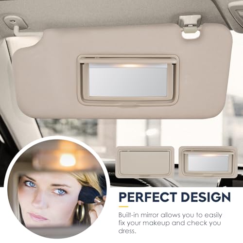 PetMigo Left Driver Side Sun Visor with Light Fit for Nissan Murano 2009 2010 2011 2012 2013 2014, Replaces for 96401-1AA1B Beige - Image 4