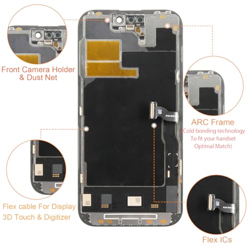 Olivechard Soft OLED 14 Pro LCD [120Hz Promotion+Sensor Cable] Screen Replacement for iPhone 14 Pro 6.1 inch 3D Touch LCD Display Touch Digitizer Assembly A2890 A2650 A2889 A2892 with Repair Tools - Image 4