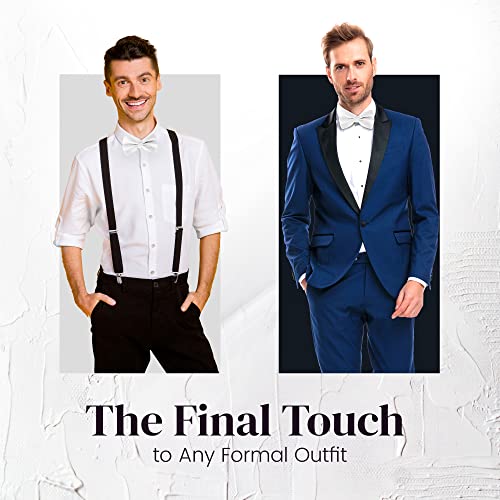 Man of Men Bow Tie for Men Polyester Solid Pretied Bowties Adjustable Tuxedos Bowtie for Weddings & Groom’s Gift – Bow Ties for Women (1, White) - Image 3
