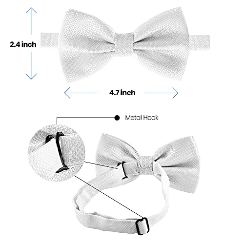 Man of Men Bow Tie for Men Polyester Solid Pretied Bowties Adjustable Tuxedos Bowtie for Weddings & Groom’s Gift – Bow Ties for Women (1, White) - Image 5