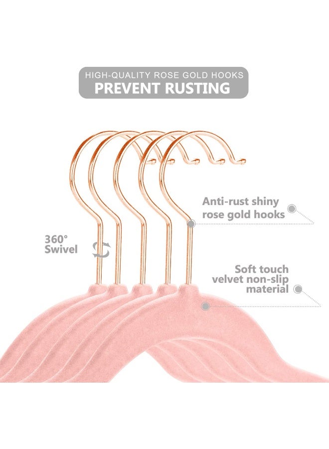 MIZGI Premium Kids Velvet Hangers (Pack of 50) with Copper/Rose Gold Hooks, Space Saving Ultra Thin, Non Slip Baby Hangers for Children's Skirt Dress Pants, Clothes Hangers by (Blush Pink) - Image 3