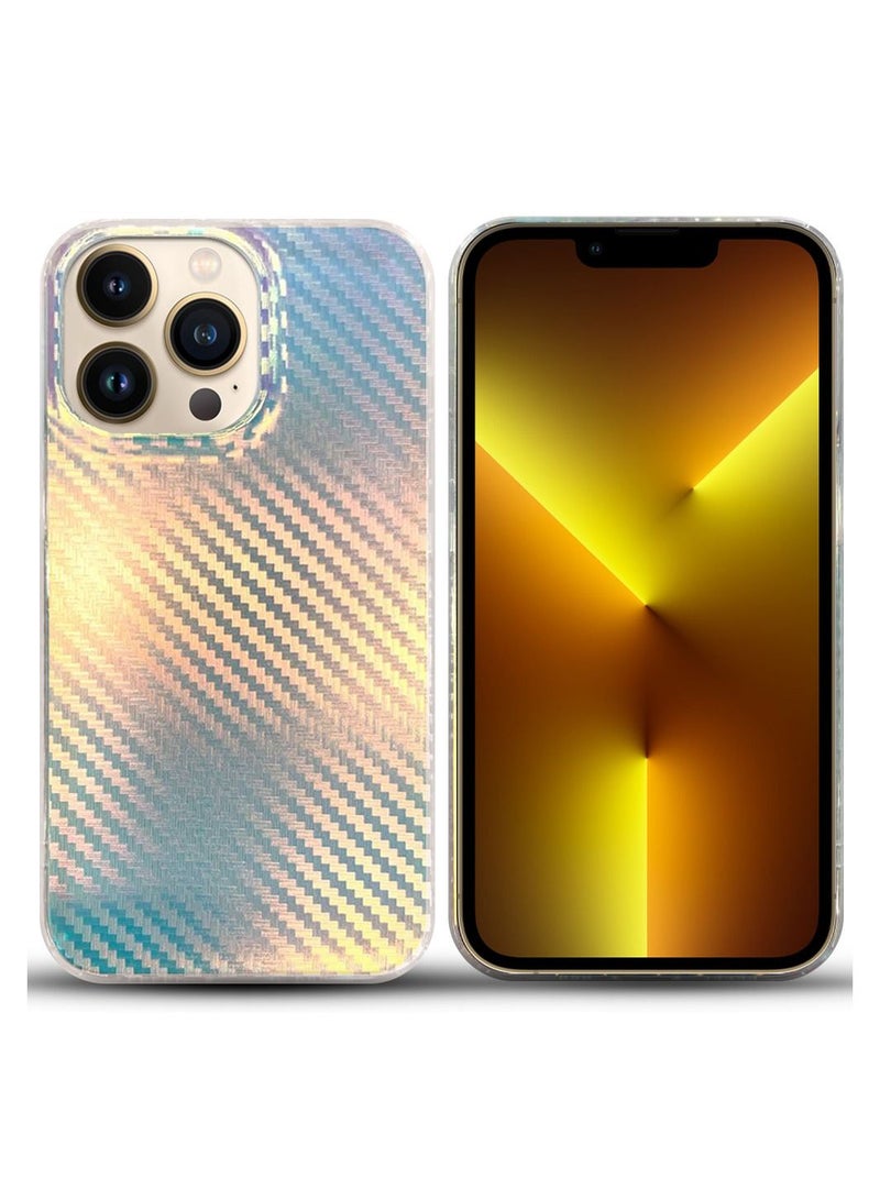 JOWAY iPhone 13 Pro Max Holographic Abstract Art Case Cover Gradient Rainbow Color Effect Aesthetic Painting Carbon Fiber Pattern Back Cover  - Image 3
