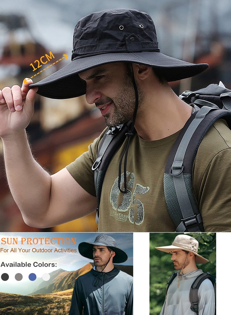 Qiccijoo Qiccijoo Sun Hat for Men/Women UPF 50+ Wide Brim Bucket Hat Fishing Hat Beach Hat with UV Protection Foldable Boonie Hat for Hiking Camping Garden Safari（Grey）  - Image 2