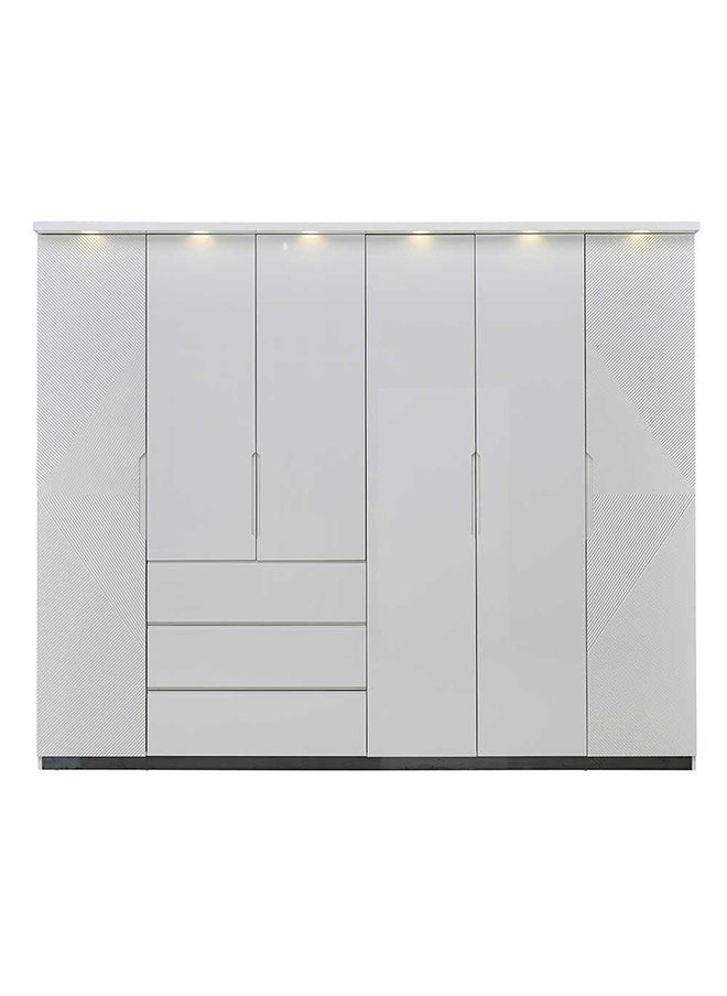 DANUBE HOME Petruci 6 Door Wardrobe Clothes Storage CupboardModern Design Space Saving Cabinet For Bedroom L 272.5 x W 59 x H 225 cm White / Black  - Image 1