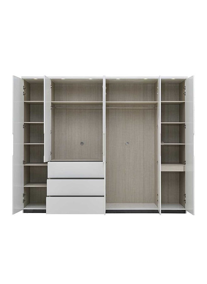 DANUBE HOME Petruci 6 Door Wardrobe Clothes Storage CupboardModern Design Space Saving Cabinet For Bedroom L 272.5 x W 59 x H 225 cm White / Black  - Image 2