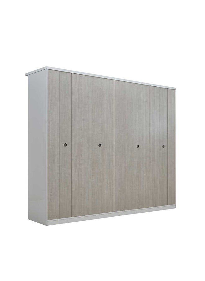 DANUBE HOME Petruci 6 Door Wardrobe Clothes Storage CupboardModern Design Space Saving Cabinet For Bedroom L 272.5 x W 59 x H 225 cm White / Black  - Image 4