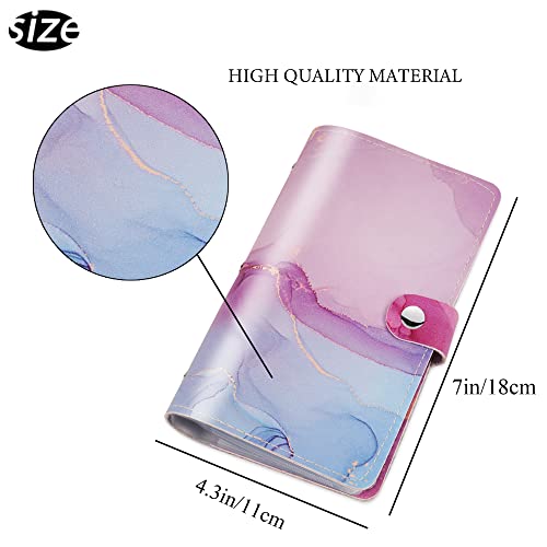 Hennaja Business Card Organizer,Business Card Holder Book Case PU Leather Organization Binder Name ID Card Holder for Men & Women, Up to 96 Cards Capacity(1-Splash Ink4) - Image 3