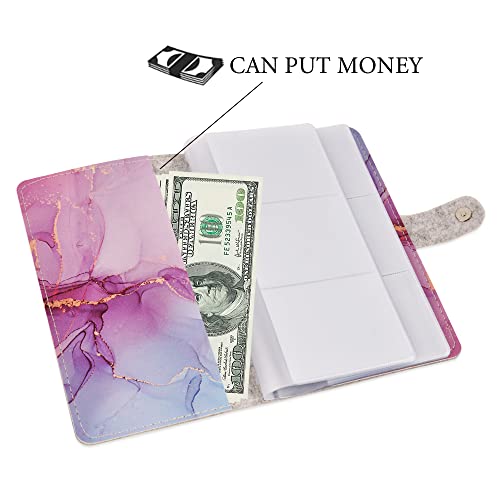 Hennaja Business Card Organizer,Business Card Holder Book Case PU Leather Organization Binder Name ID Card Holder for Men & Women, Up to 96 Cards Capacity(1-Splash Ink4) - Image 4