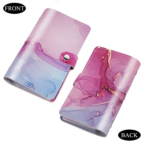 Hennaja Business Card Organizer,Business Card Holder Book Case PU Leather Organization Binder Name ID Card Holder for Men & Women, Up to 96 Cards Capacity(1-Splash Ink4) - Image 2