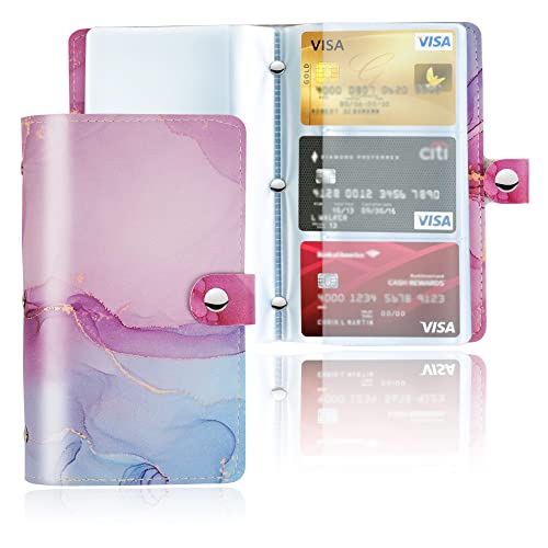 Hennaja Business Card Organizer,Business Card Holder Book Case PU Leather Organization Binder Name ID Card Holder for Men & Women, Up to 96 Cards Capacity(1-Splash Ink4) - Image 1