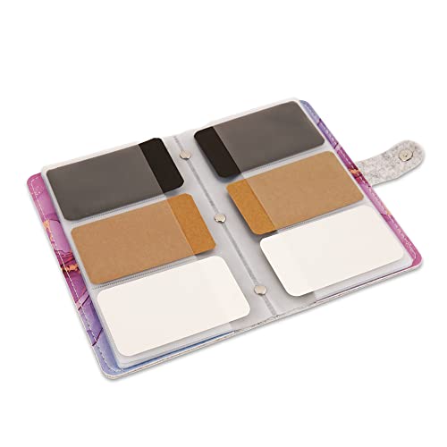 Hennaja Business Card Organizer,Business Card Holder Book Case PU Leather Organization Binder Name ID Card Holder for Men & Women, Up to 96 Cards Capacity(1-Splash Ink4) - Image 5