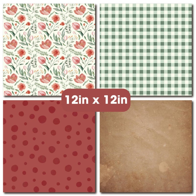 Desecraft Vintage Berry12x12 Scrapbooking Cardstock Decorative Paper for Card Making Background Origami Textured Decorative Scrapbook Paper Scrapbook Materials Supplies - Image 2