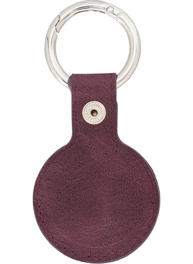 PLM - Apple Airtag Compatible Leather Keychain, Purple - Image 1