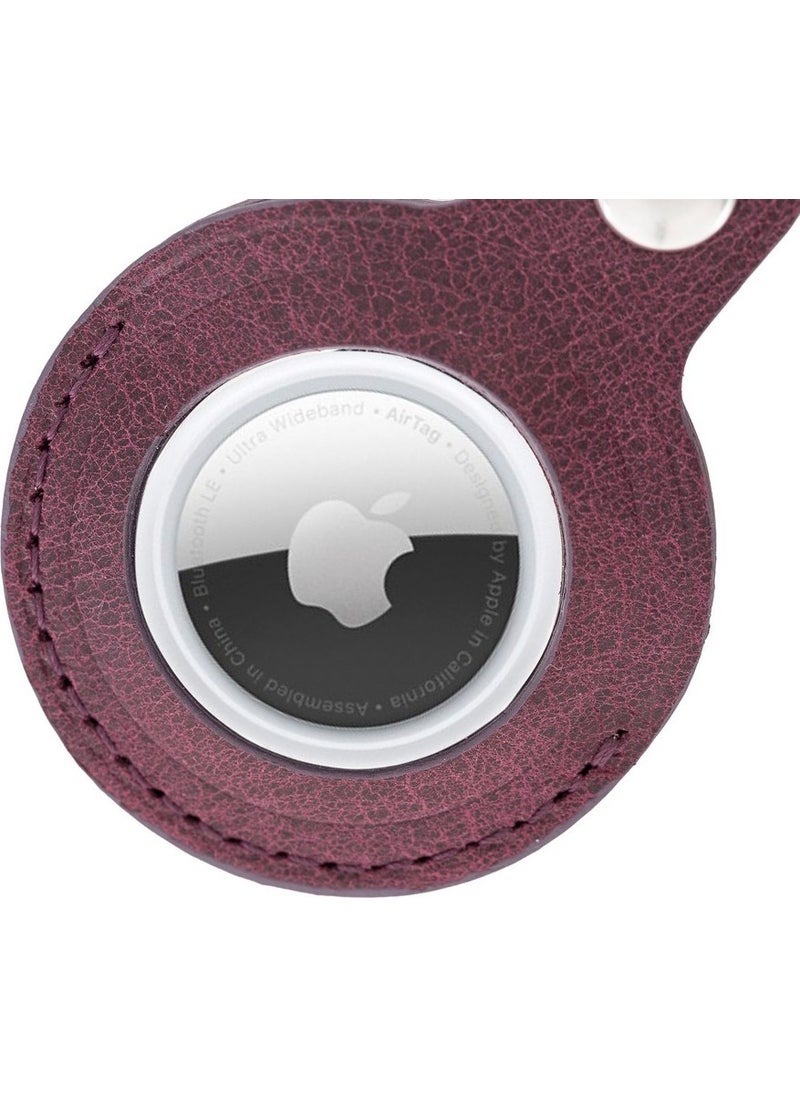 PLM - Apple Airtag Compatible Leather Keychain, Purple - Image 1