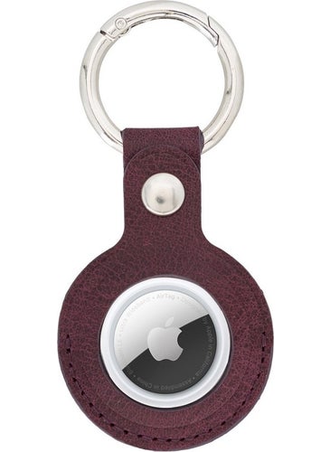 Apple Airtag Compatible Leather Keychain, Purple