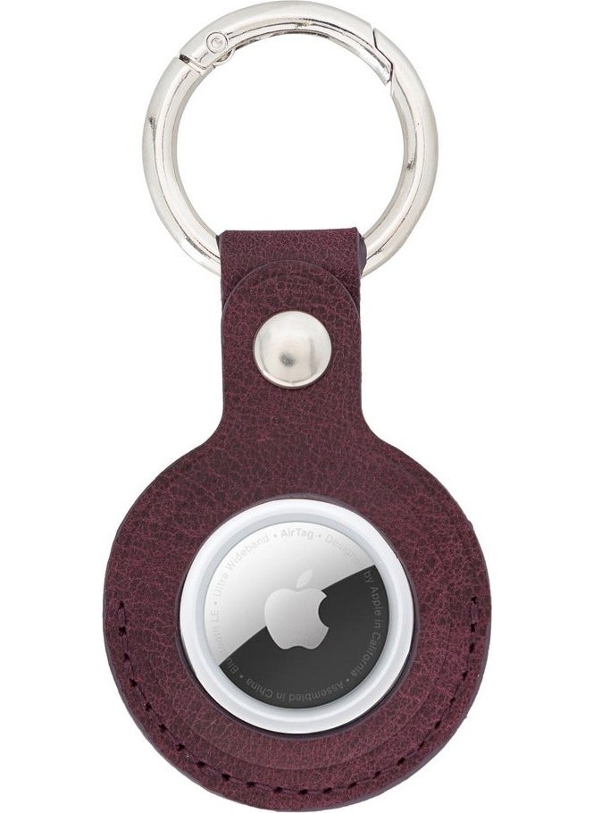 PLM - Apple Airtag Compatible Leather Keychain, Purple - Image 1