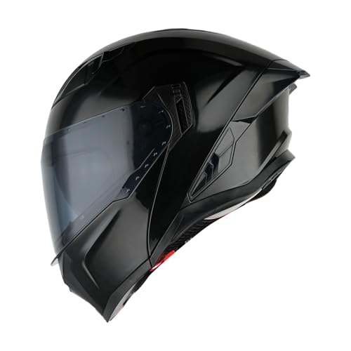 1Storm Motorcycle Modular Flip up Dual Visor Helmet Street Bike Sun Shield Full Face KT928: Glossy Black + One Extra Clear Shield - Image 5