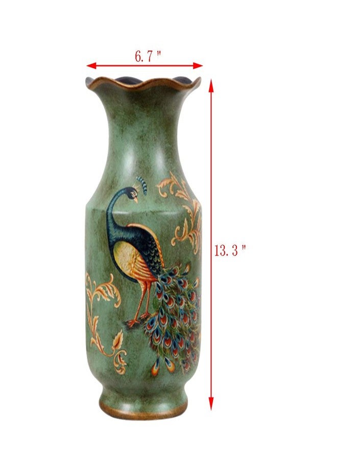 FixtureDisplays® Porcelain Vase Peacock Decor Vase Vintage Look Vase China Vase Ceramic Vase 13" 15007NEW-2D - Image 2