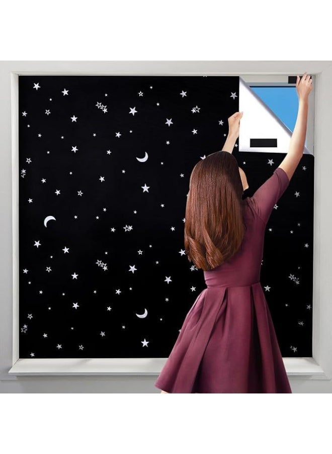 Magic Park Blackout Curtains Blackout Blind with Suction Cups Portable Darkening Curtains Decorative Window Blackout Curtain Shade Adjustable Temporary Shade for Bedroom（130cm*200cm）
