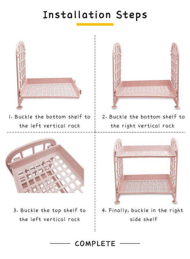 UnnFiko 2-Layers Table Shelf Organizer, Adjustable Plastic Storage Rack Shelf Square Basket Desk Stand Table Storage Organizer Shelves (Green) - Image 3