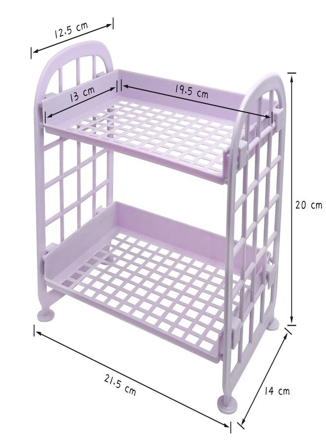 UnnFiko 2-Layers Table Shelf Organizer, Adjustable Plastic Storage Rack Shelf Square Basket Desk Stand Table Storage Organizer Shelves (Green) - Image 5