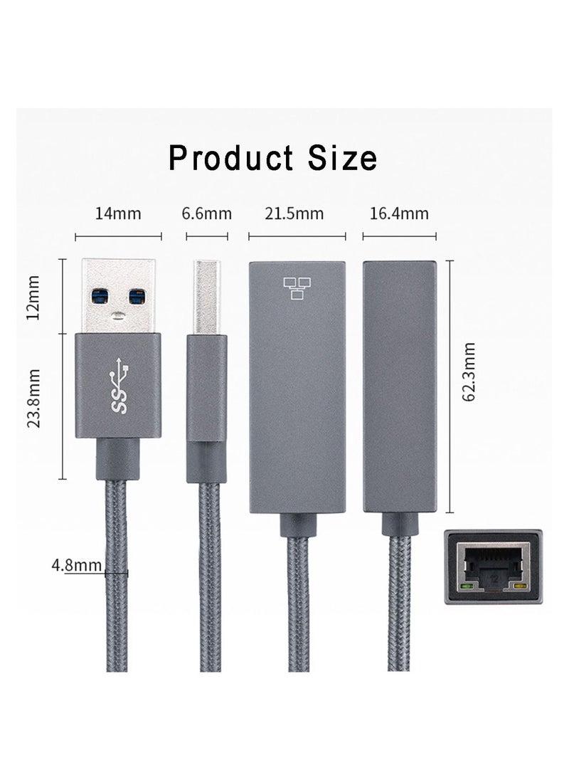 يوك - 2500Mbps USB 3.0 إلى RJ45 محول شبكة إيثرنت LAN بدون سائق يدعم MacBook Windows 10/8/7 Gray - Image 1