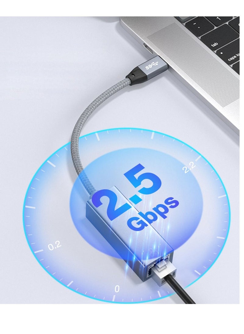 يوك - 2500Mbps USB 3.0 إلى RJ45 محول شبكة إيثرنت LAN بدون سائق يدعم MacBook Windows 10/8/7 Gray - Image 1