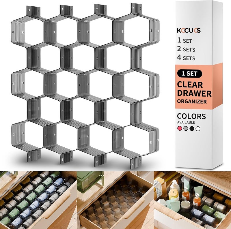 Kocuos Honeycomb Separator Adjustable Drawer Organizer Divider for Underwear Belt-Scarf Socks Organizer (Black(1pc)) - Image 1