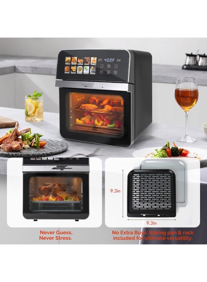 الحلم مقلاة هوائية RUIYADA سعة 10 لتر، مقلاة هوائية رقمية 1350 واط مع 10 قوائم معدة مسبقًا، مؤقت تأخير 24 ساعة، درجة حرارة قابلة للتعديل 80-200 درجة مئوية، مقلاة كبيرة السعة للطهي العائلي والمنزلي - Image 4