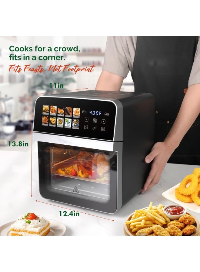 الحلم مقلاة هوائية RUIYADA سعة 10 لتر، مقلاة هوائية رقمية 1350 واط مع 10 قوائم معدة مسبقًا، مؤقت تأخير 24 ساعة، درجة حرارة قابلة للتعديل 80-200 درجة مئوية، مقلاة كبيرة السعة للطهي العائلي والمنزلي - Image 2