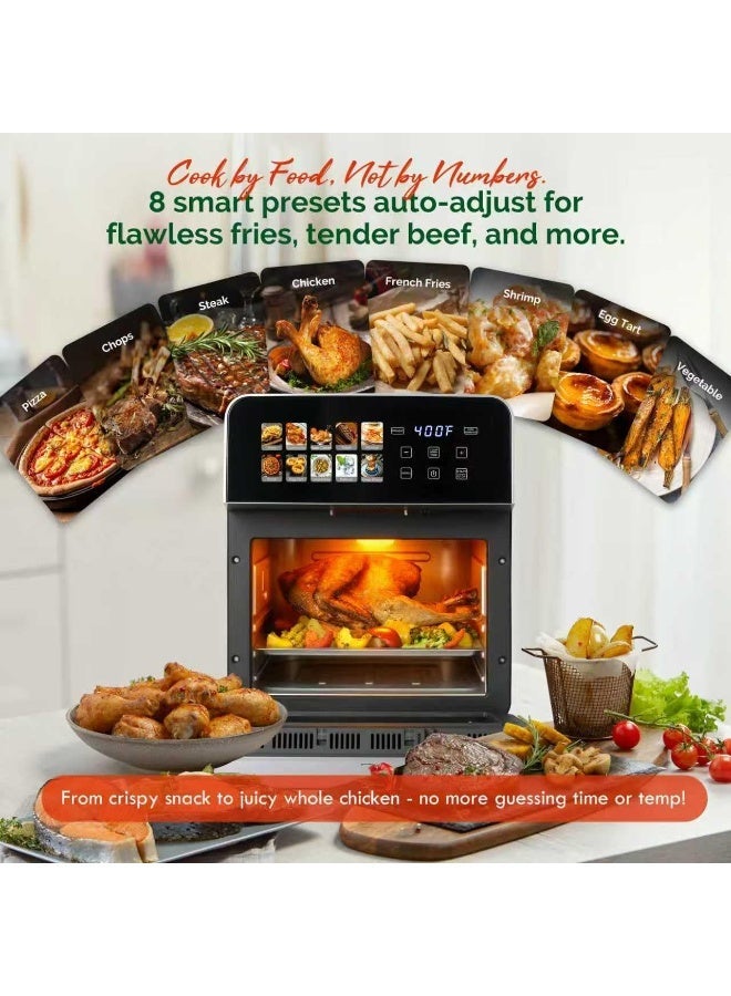 الحلم مقلاة هوائية RUIYADA سعة 10 لتر، مقلاة هوائية رقمية 1350 واط مع 10 قوائم معدة مسبقًا، مؤقت تأخير 24 ساعة، درجة حرارة قابلة للتعديل 80-200 درجة مئوية، مقلاة كبيرة السعة للطهي العائلي والمنزلي - Image 5