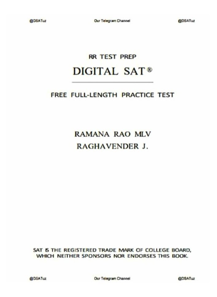 Digital SAT Free Full length practice Test Ramana Rao MLV & Raghavenvder J  - Image 2