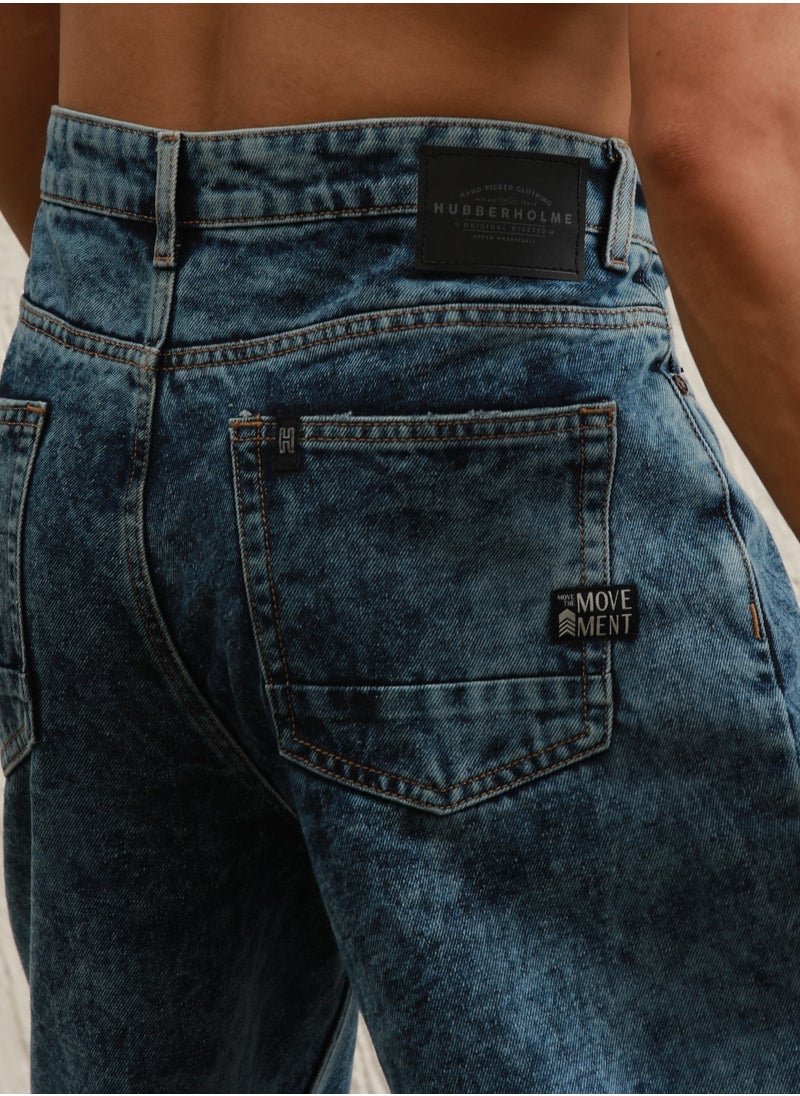 Hubberholme Indigo Relaxed Fit Mildly Distressed Jeans for Men  - Image 5