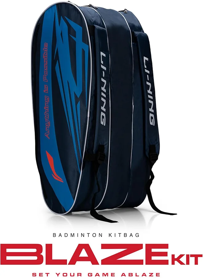لي-نينج Blaze Triple Zipper Polyester Badminton Kit Bag (Navy)