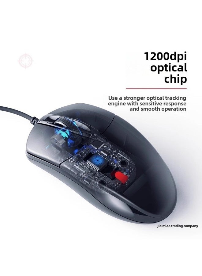 Mouse Wired USB Mute Silent Office Desktop Laptop Business USB Gaming Universal Wheel Photoelectric-Color:Black  Audio on/1.2m Cable Length + Mouse Pad - Image 3