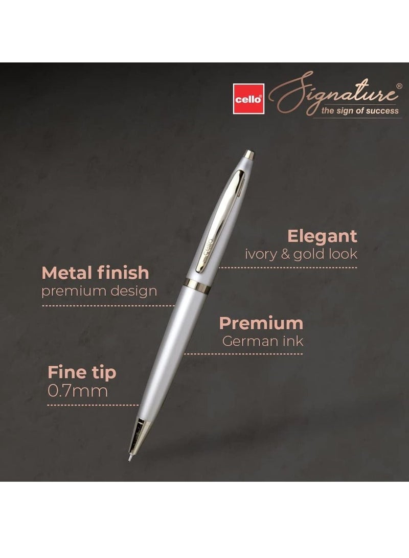 Cello Signature Crème Ivory Ball Pen Blue Ink - Image 2