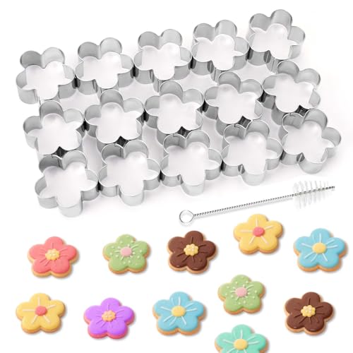 AIERSA Mini Flower Cookie Cutter, 15 Cavity Cracker Cutter, 1.4 Inch Small Flower Shaped Cookie Cutter, Mother's Day Valentine's Day Cracker Cutters for Baking Fruit Fondant Clay - Image 1