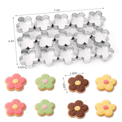 AIERSA Mini Flower Cookie Cutter, 15 Cavity Cracker Cutter, 1.4 Inch Small Flower Shaped Cookie Cutter, Mother's Day Valentine's Day Cracker Cutters for Baking Fruit Fondant Clay - Image 2