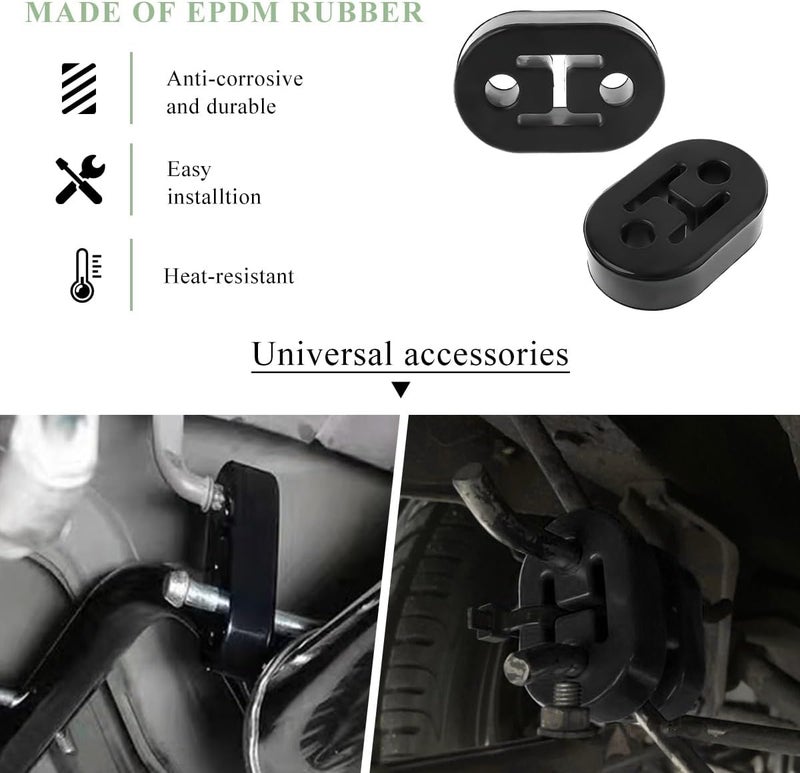 NYTKL 4 PCS Car Rubber Exhaust Hanger, 2 Holes 12mm 0.47" Auto Muffler Shock Absorbent Bracket Mount, Universal Exhaust Insulator Bushing Mount, Heavy Duty Tailpipe Damping Hanger - Image 3