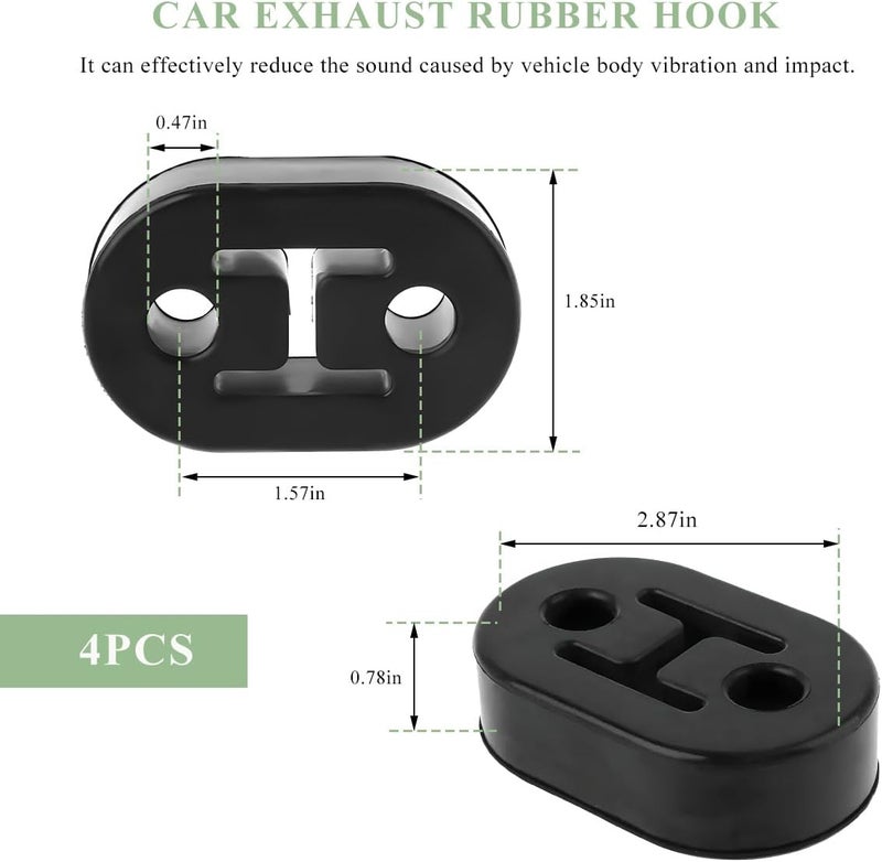 NYTKL 4 PCS Car Rubber Exhaust Hanger, 2 Holes 12mm 0.47" Auto Muffler Shock Absorbent Bracket Mount, Universal Exhaust Insulator Bushing Mount, Heavy Duty Tailpipe Damping Hanger - Image 2