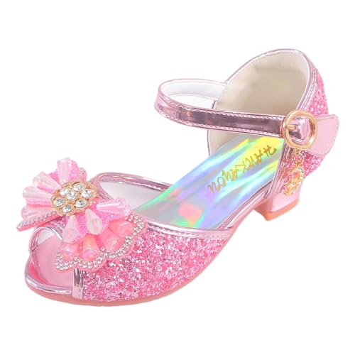 ALPHELIGANCE Girls Dress Shoes Low Heel Sandals Toddler Little Kid Wedding Party Flower Wedge Sandals(096-B5pink25) - Image 3