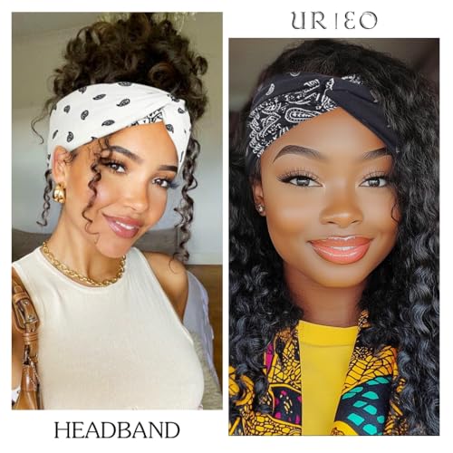 Urieo Boho Bandanas Headband Knotted Hair Bands Paisley Head Turban Sport Yoga for Women(Pack of 4) (A) - Image 4