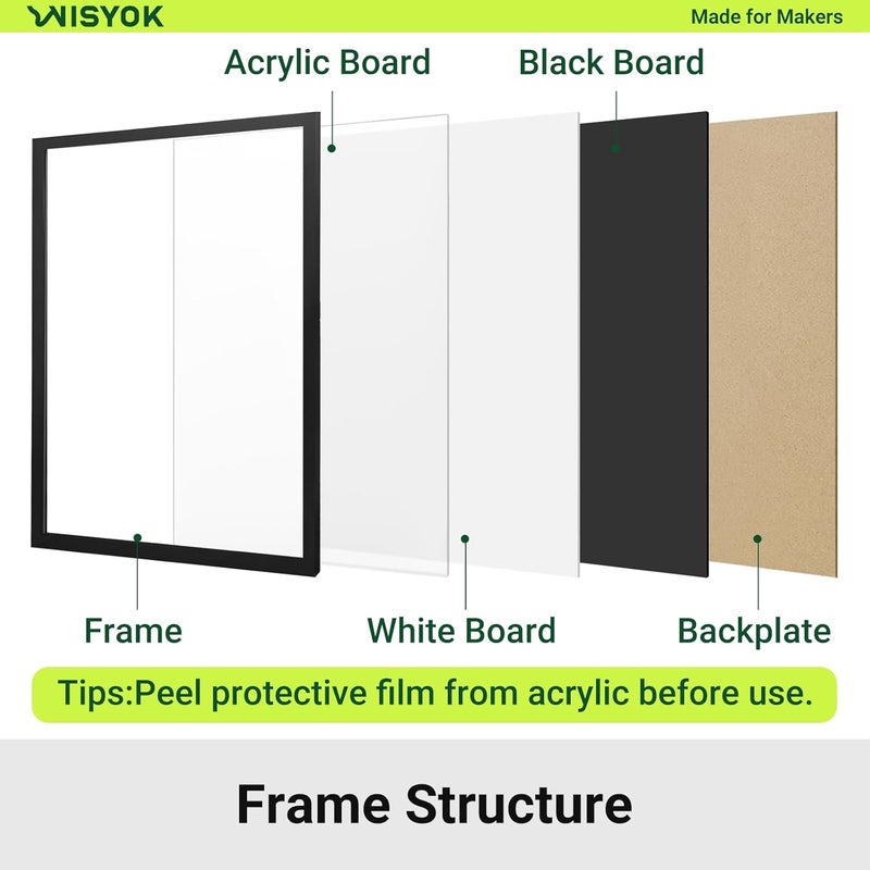 WISYOK إطار قميص WISYOK، إطار صور قميص، 70 × 90 سم، إطار قميص كبير، إطار كائن ثلاثي الأبعاد، إطار صور لتعبئة قمصان كرة القدم والهوكي والرجبي، إطار قميص خشبي مع أكريليك - Image 3