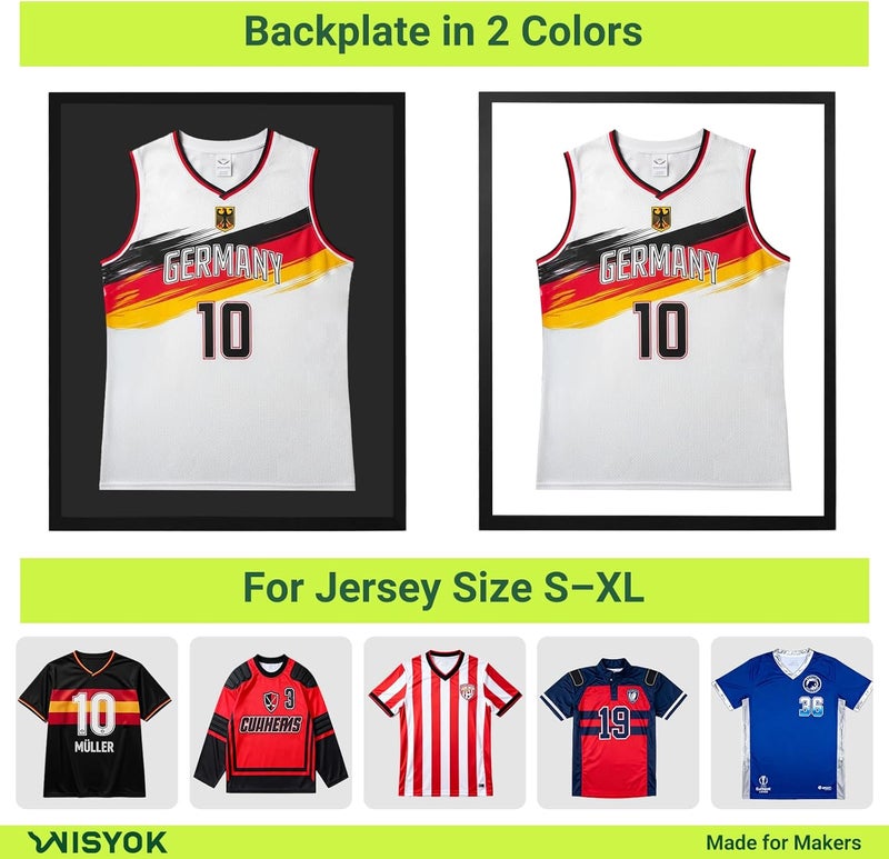 WISYOK إطار قميص WISYOK، إطار صور قميص، 70 × 90 سم، إطار قميص كبير، إطار كائن ثلاثي الأبعاد، إطار صور لتعبئة قمصان كرة القدم والهوكي والرجبي، إطار قميص خشبي مع أكريليك - Image 4